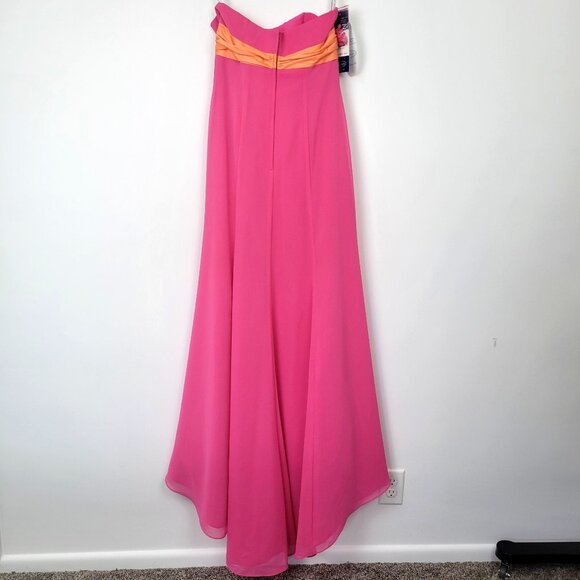 Alfred Angelo Bridesmaid Dress Pink & Orange Strapless Gown NWT - Picture 5 of 11